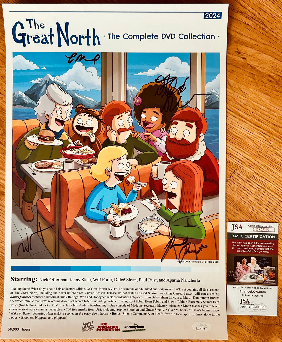 Great North cast signed 2024 SDCC poster JSA Paul Rust Dulce Sloan - AutographsForSale.com