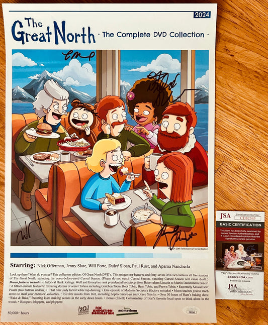 Great North cast signed 2024 SDCC poster JSA Paul Rust Dulce Sloan - AutographsForSale.com