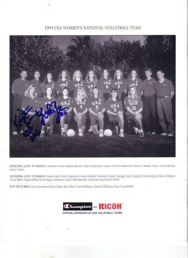 Kristin Klein & Yoko Zetterlund signed 1994 US Volleyball team photo - AutographsForSale.com