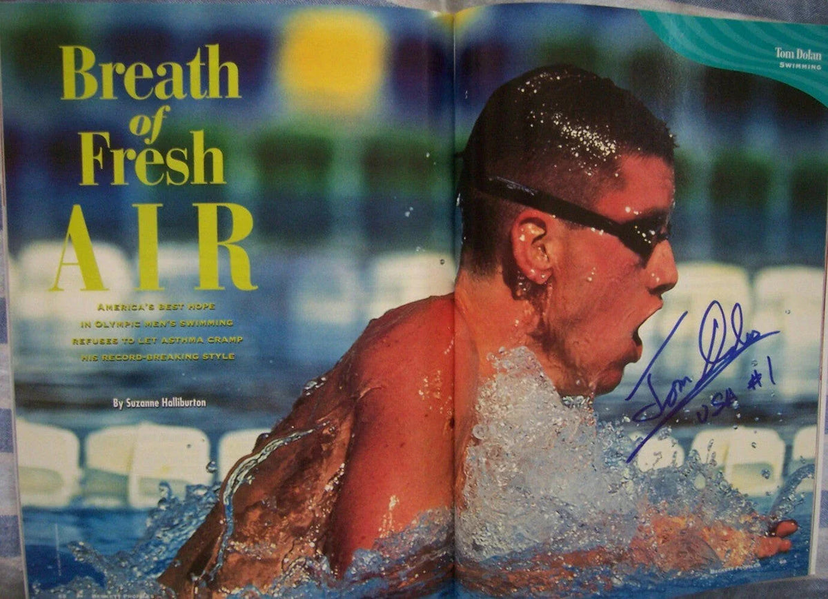 Tom Dolan signed 1996 Olympics swimming magazine photo - AutographsForSale.com