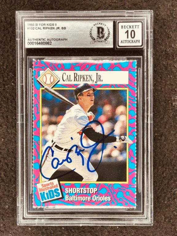Cal Ripken signed Orioles 1993 SI for Kids card BAS certified grade 10 - AutographsForSale.com