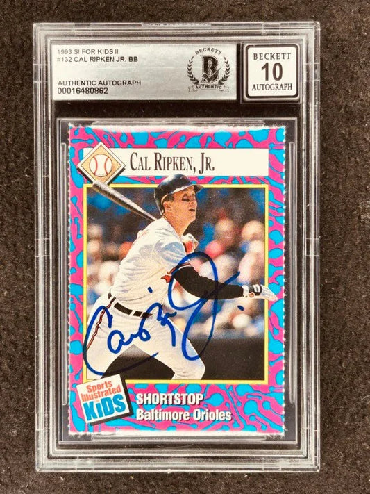 Cal Ripken signed Orioles 1993 SI for Kids card BAS certified grade 10 - AutographsForSale.com