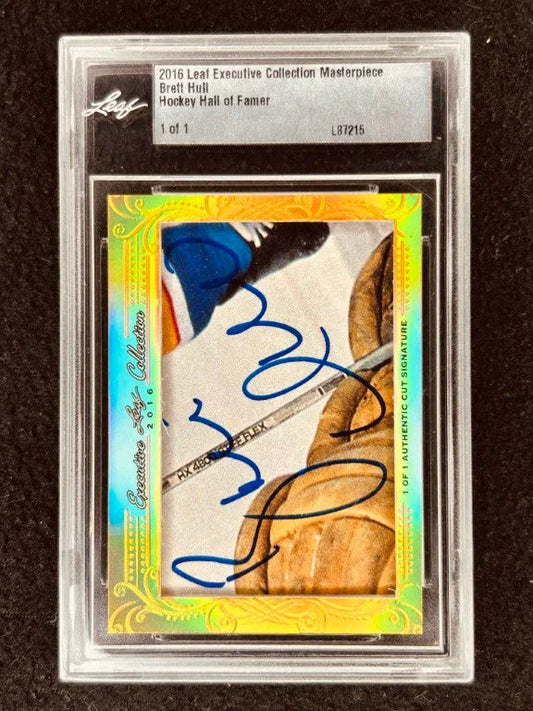 Brett Hull 2016 Leaf Masterpiece Cut Signature certified signed card 1/1 JSA St Louis Blues - AutographsForSale.com