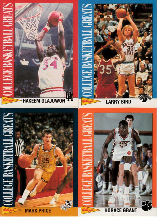 4 1992 Kelloggs college basketball Greats Larry Bird Horace Grant Hakeem Olajuwon Mark Price - AutographsForSale.com