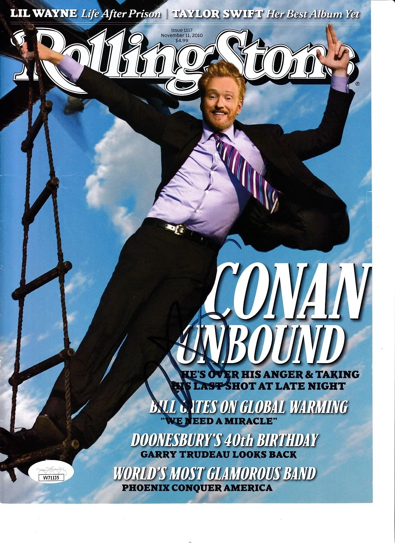Conan O'Brien autographed 2010 Rolling Stone magazine cover JSA - AutographsForSale.com