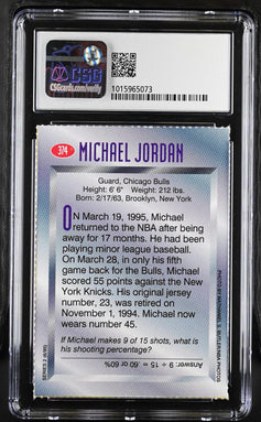 Michael Jordan Chicago Bulls 1995 SI for Kids card CSG 8.5 - AutographsForSale.com