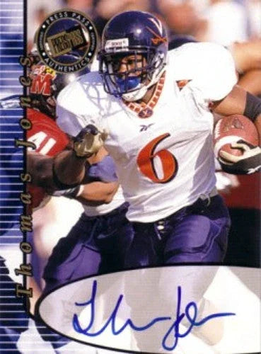 Thomas Jones certified signed Virginia Cavaliers 2000 Press Pass card - AutographsForSale.com