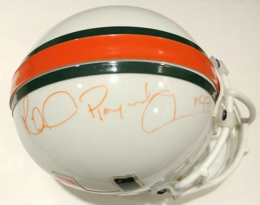 Michael Irvin autographed Miami Hurricanes mini helmet inscribed Playmaker (JSA) - AutographsForSale.com
