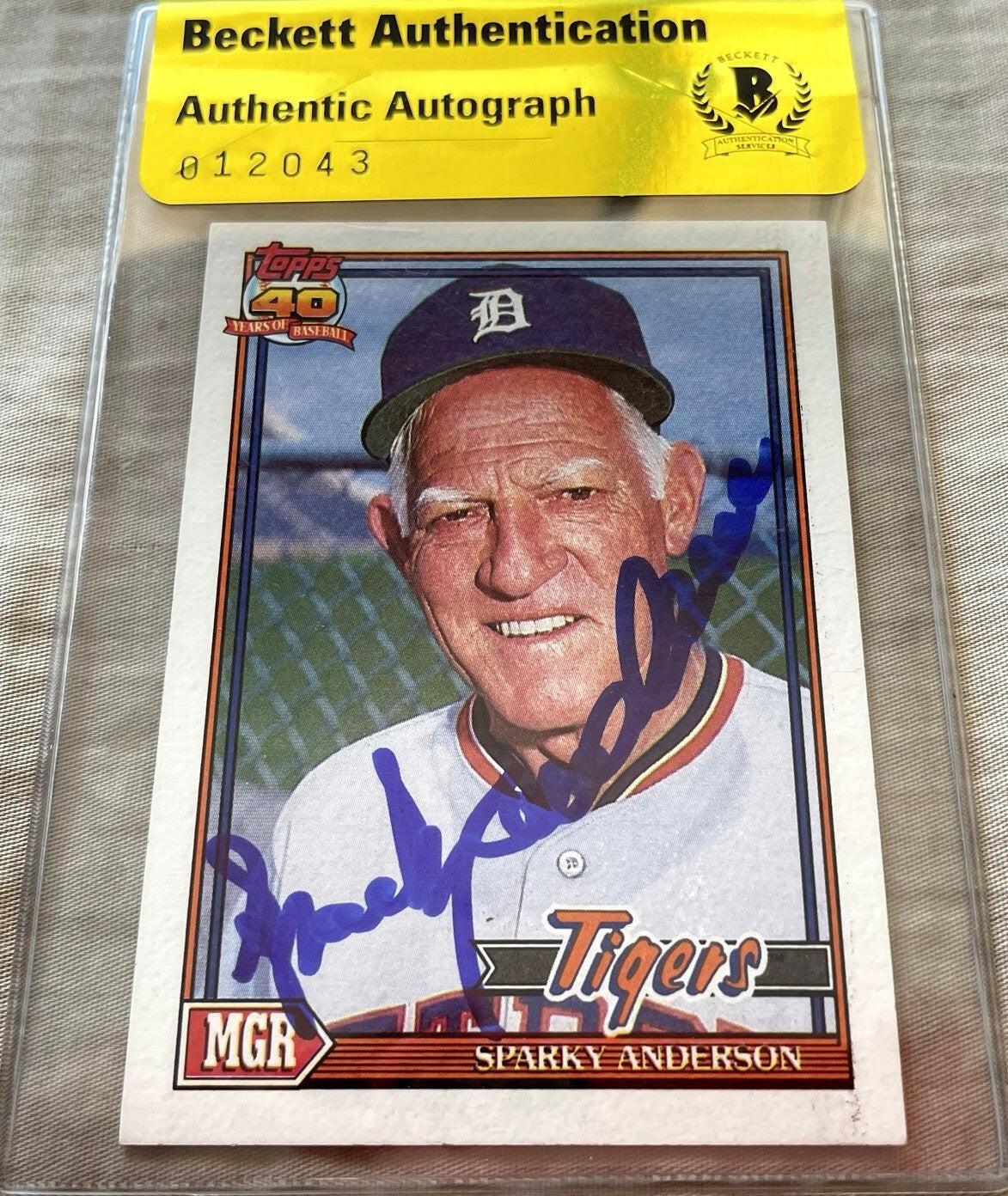 Sparky Anderson autographed Detroit Tigers 1991 Topps card BAS - AutographsForSale.com
