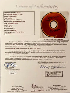 Tony Gwynn signed 1984 Padres Mitchell & Ness jersey with Mr Padre JSA - AutographsForSale.com