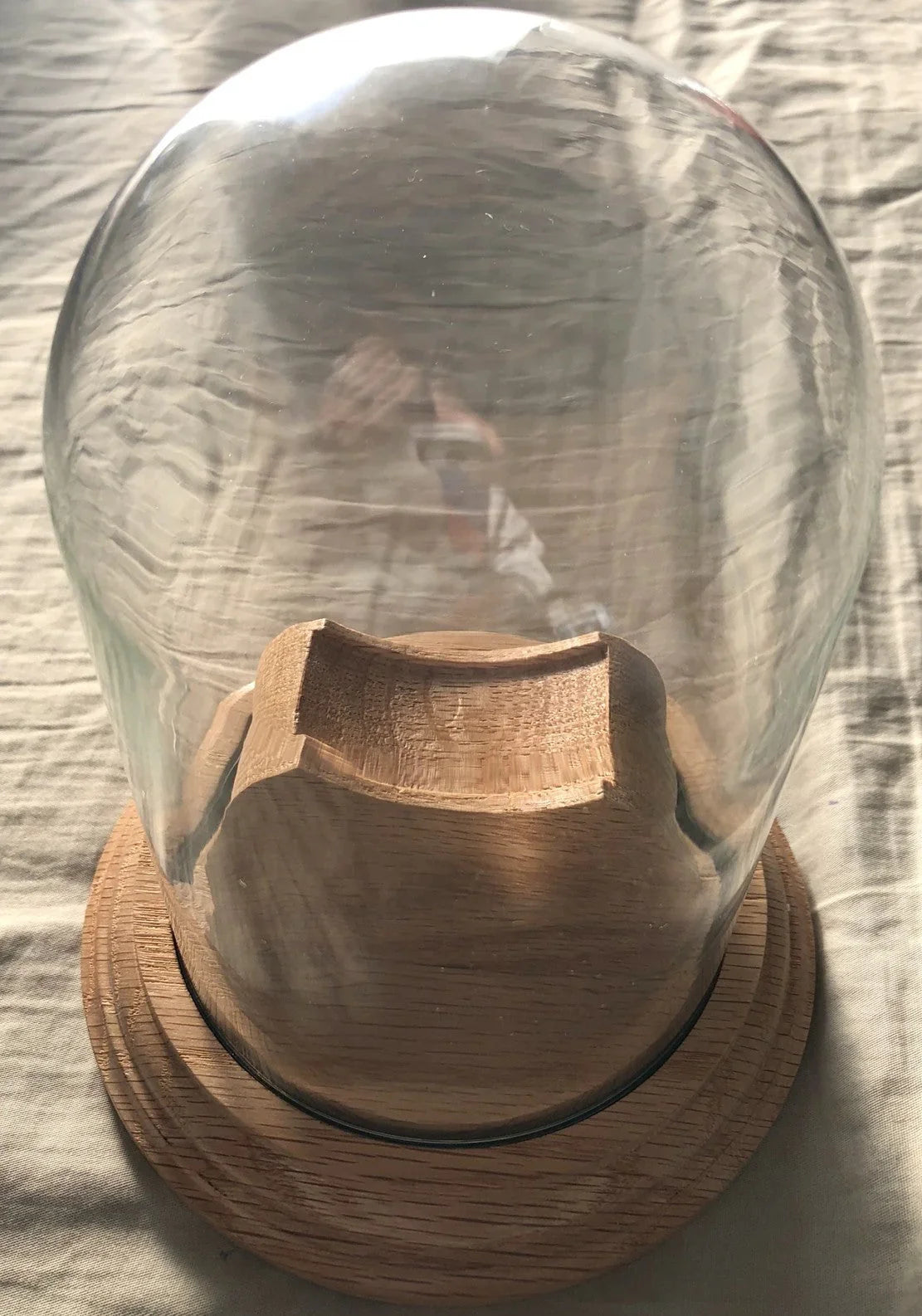 Hockey puck glass dome display case with wood base - AutographsForSale.com