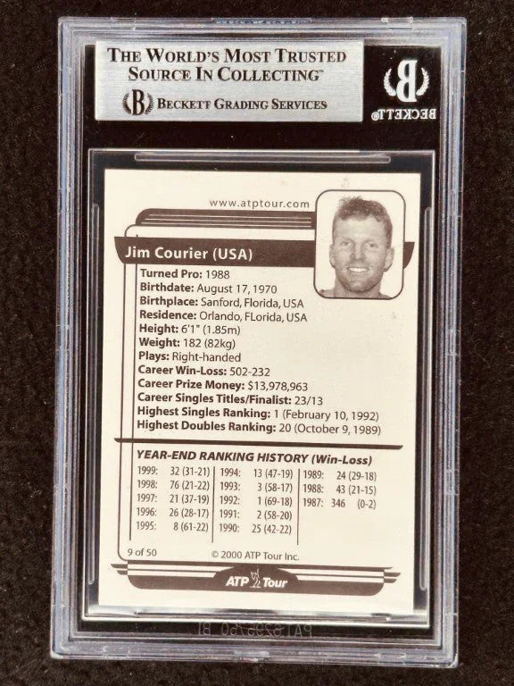 Jim Courier signed 2000 ATP Tour tennis card BAS certified - AutographsForSale.com