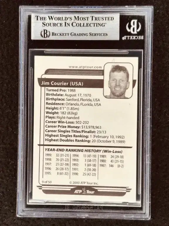 Jim Courier signed 2000 ATP Tour tennis card BAS certified - AutographsForSale.com