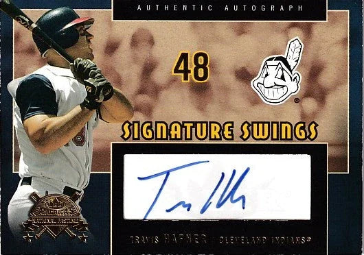 Travis Hafner certified signed Indians 2005 Fleer Signature Swings card - AutographsForSale.com