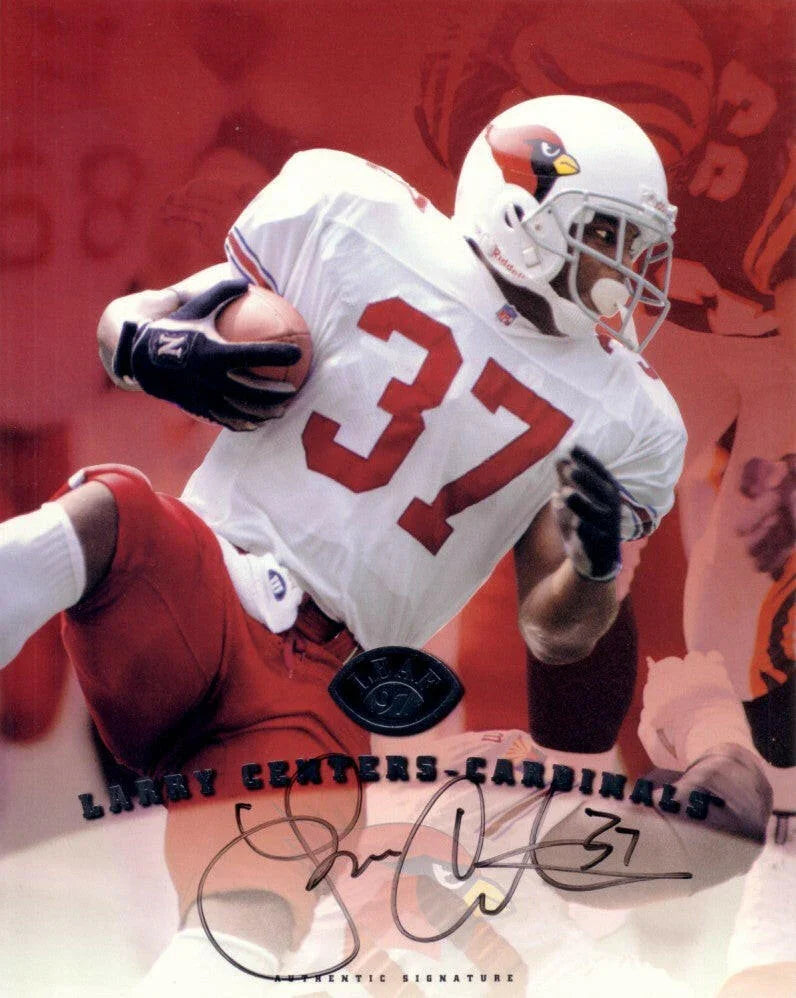 Larry Centers certified signed Arizona Cardinals 1997 Leaf 8x10 card - AutographsForSale.com