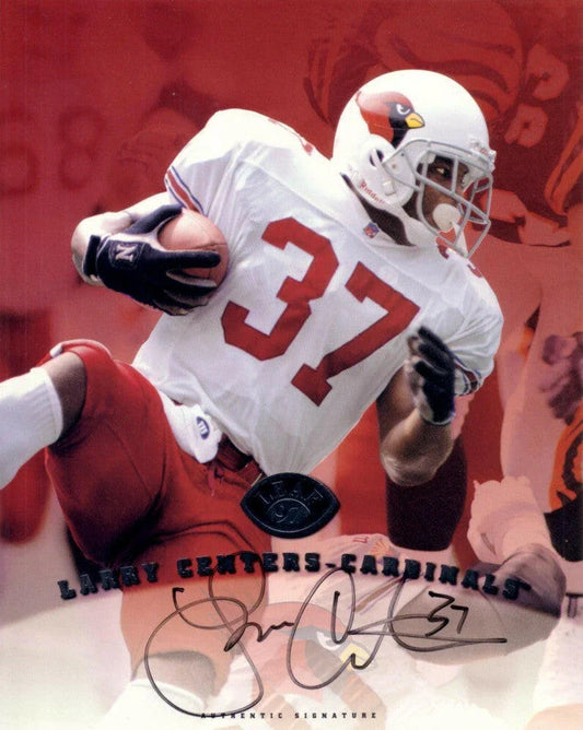 Larry Centers certified signed Arizona Cardinals 1997 Leaf 8x10 card - AutographsForSale.com