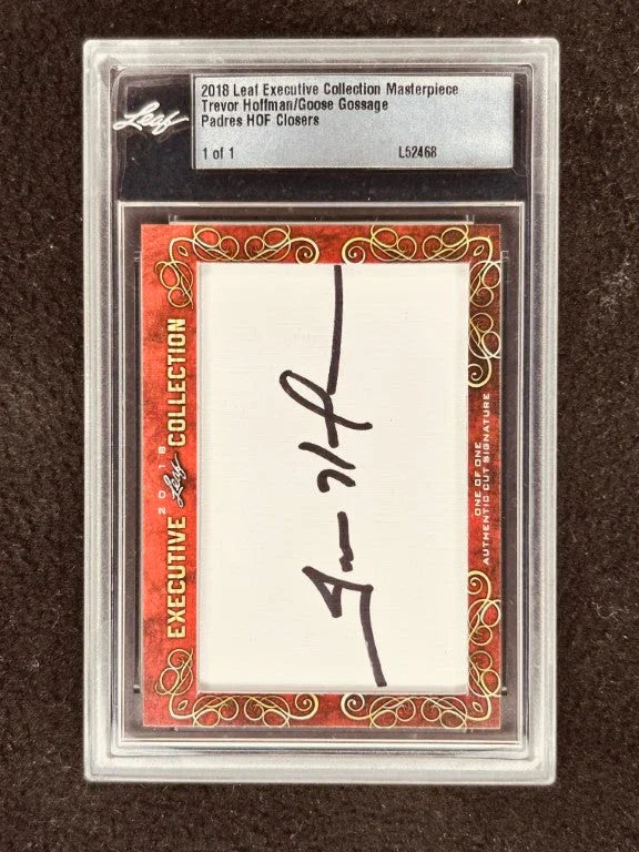 Trevor Hoffman & Goose Gossage 2018 Leaf Masterpiece Cut Signature certified signed card 1/1 JSA Padres - AutographsForSale.com