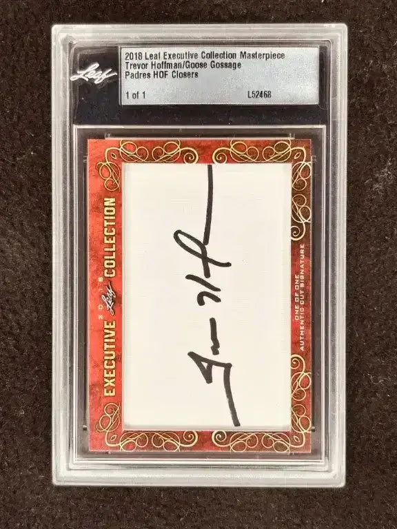 Trevor Hoffman Goose Gossage 2018 Leaf Masterpiece Cut Signature card 1/1 JSA Padres - AutographsForSale.com