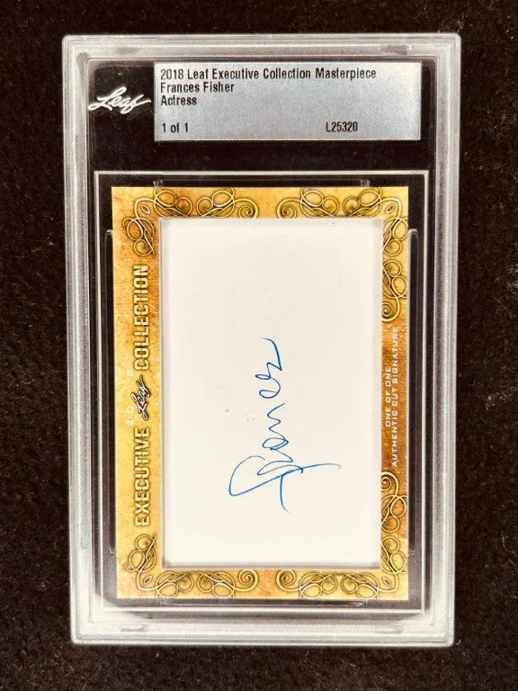 Frances Fisher 2018 Leaf Masterpiece Cut Signature certified signed card 1/1 JSA Titanic - AutographsForSale.com