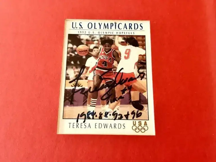 Teresa Edwards signed 1992 US Olympic card & SI for Kids poster framed JSA - AutographsForSale.com