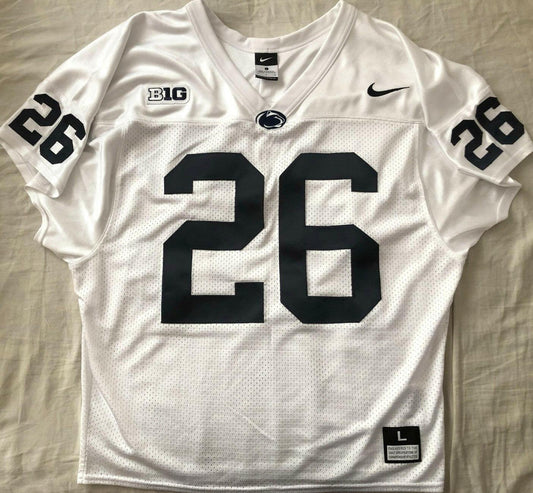 Saquon Barkley Penn State Nike white stitched wide cut sleeveless jersey NEW - AutographsForSale.com
