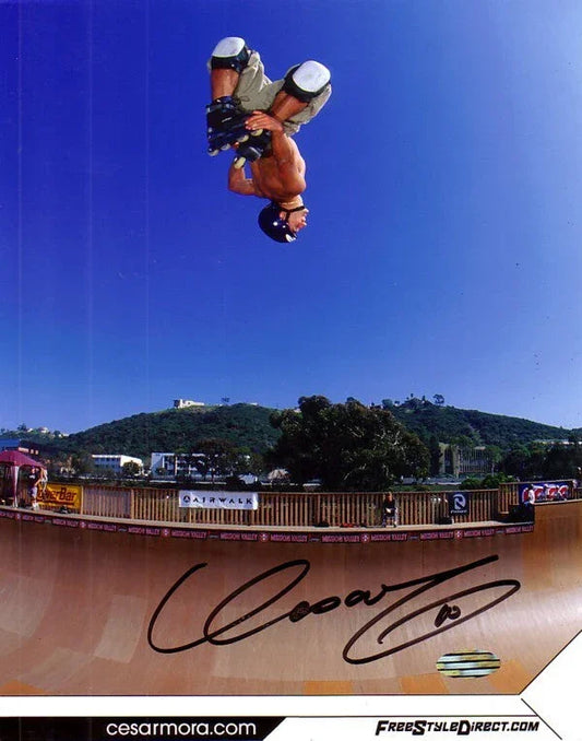 Cesar Mora signed vert skating 8x10 photo (Steiner Sports) - AutographsForSale.com