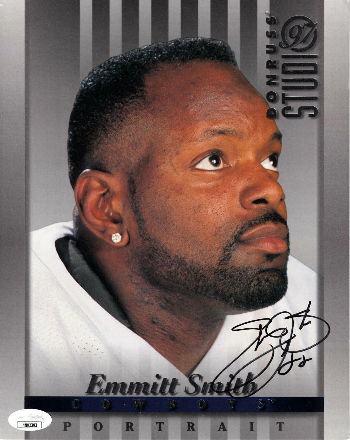 Emmitt Smith autographed Dallas Cowboys 1997 Donruss Studio 8x10 photo card JSA - AutographsForSale.com