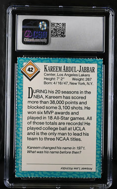 Kareem Abdul Jabbar Los Angeles Lakers 1989 Sports Illustrated for Kids card CSG 9 Mint - AutographsForSale.com