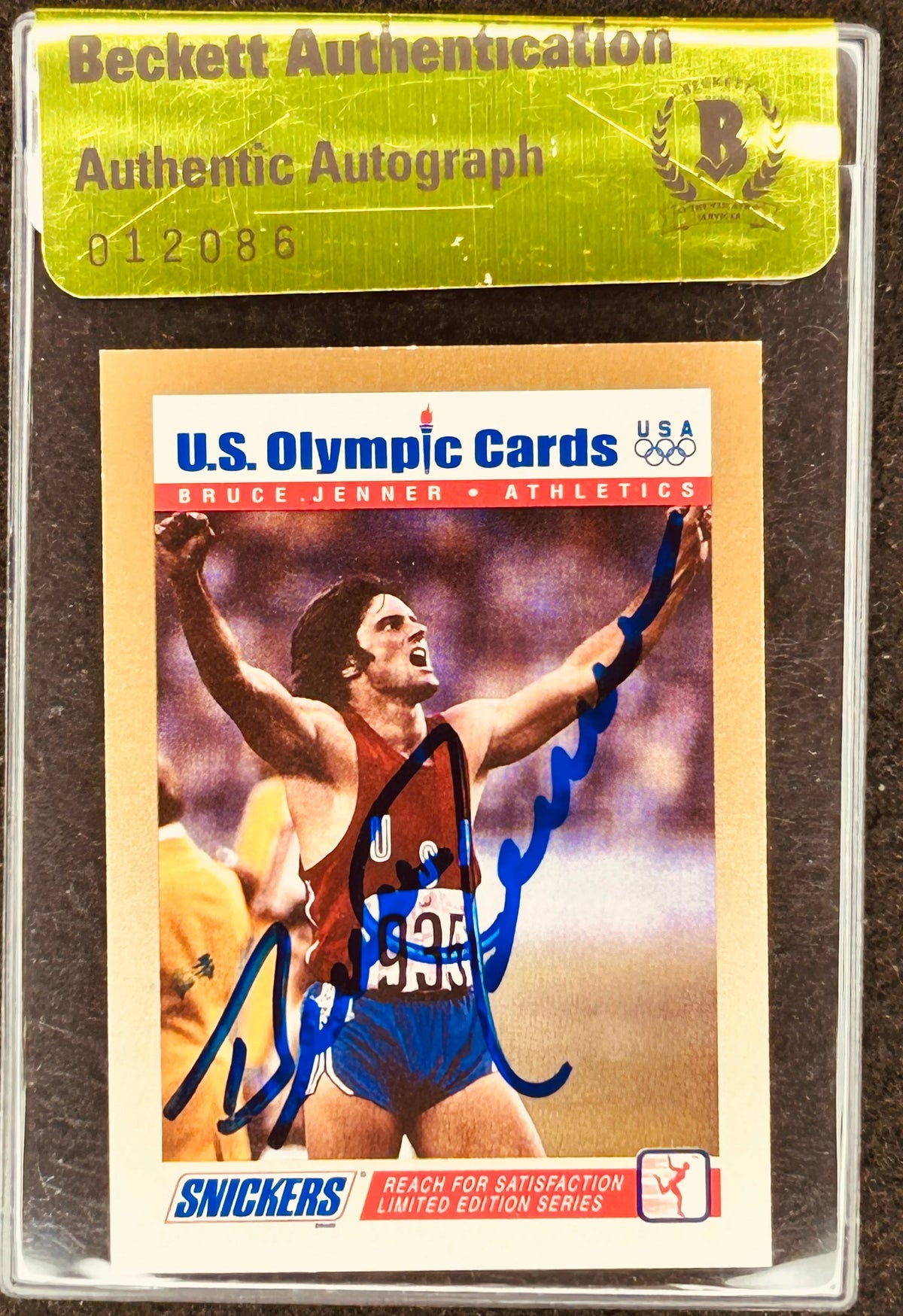 Bruce Jenner signed 1992 Snickers US Olympic card BAS certified - AutographsForSale.com