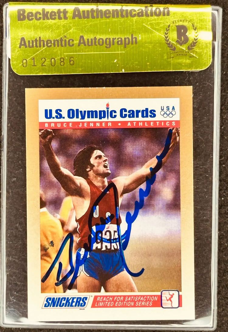 Bruce Jenner signed 1992 Snickers US Olympic card BAS certified - AutographsForSale.com