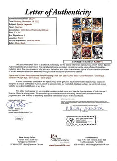 Signed 1995 SI for Kids card sheet Junior Seau Steve Young Peter Forsberg JSA - AutographsForSale.com