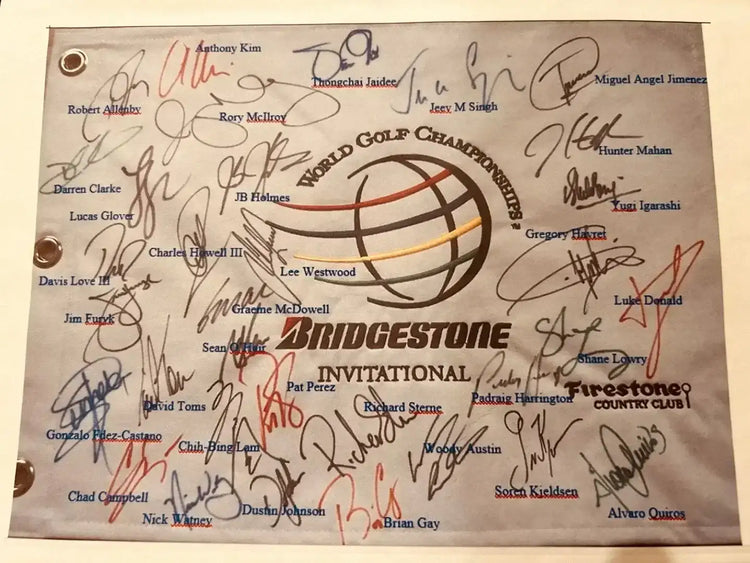 2009 World Golf Championships Bridgestone signed golf flag Dustin Johnson Rory McIlroy - AutographsForSale.com