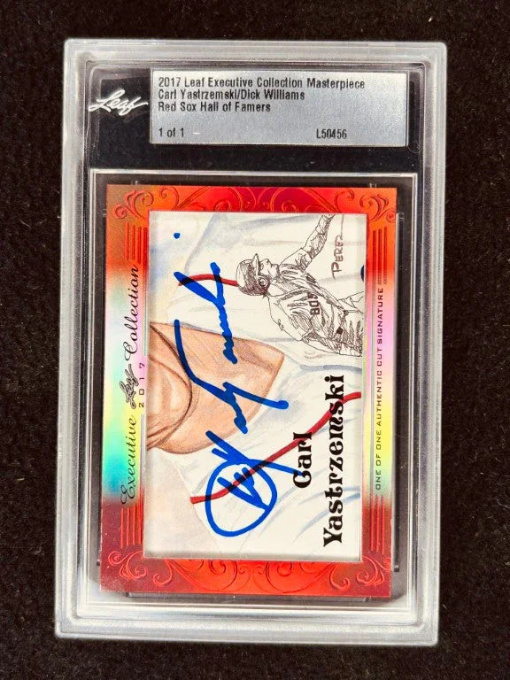 Carl Yastrzemski & Dick Williams 2017 Leaf Masterpiece Cut Signature certified signed card 1/1 JSA Red Sox - AutographsForSale.com