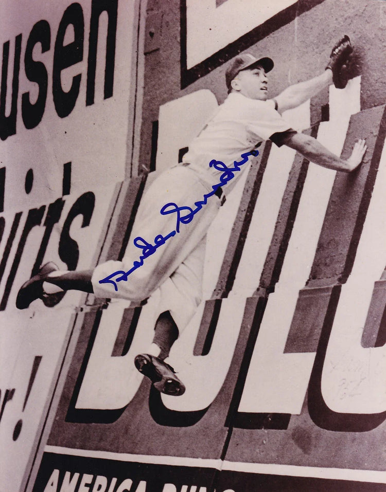 Duke Snider signed Brooklyn Dodgers 8x10 Ebbets Field outfield wall photo - AutographsForSale.com