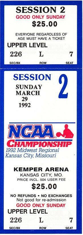 1992 NCAA Tournament Midwest semifinals & Final tickets Cincinnati Advances To Final 4 - AutographsForSale.com