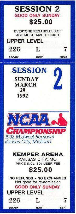 1992 NCAA Tournament Midwest semifinals & Final tickets Cincinnati Advances To Final 4 - AutographsForSale.com
