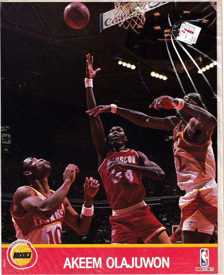 2 Akeem (Hakeem) Olajuwon Houston Rockets 1990 NBA Hoops 8x10 photo cards - AutographsForSale.com