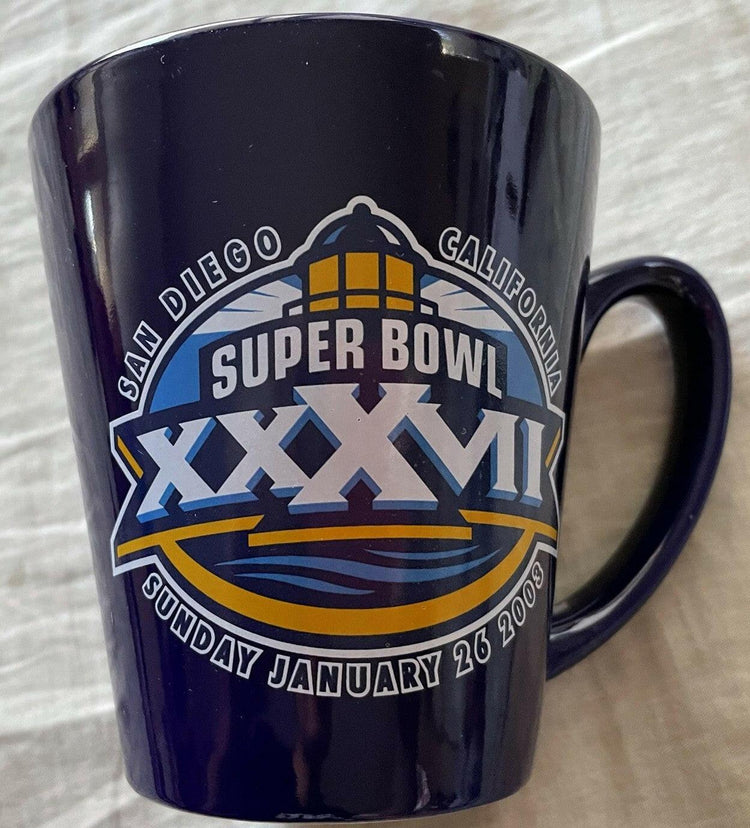 Super Bowl 37 logo blue spill resistant ceramic coffee mug Buccaneers Win - AutographsForSale.com