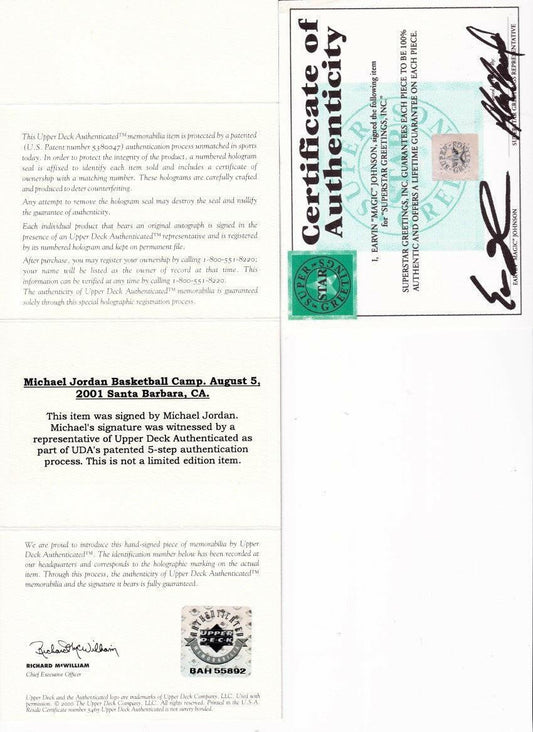 Michael Jordan and Magic Johnson autographed 1991 NBA Finals 16x20 poster size photo framed UDA - AutographsForSale.com