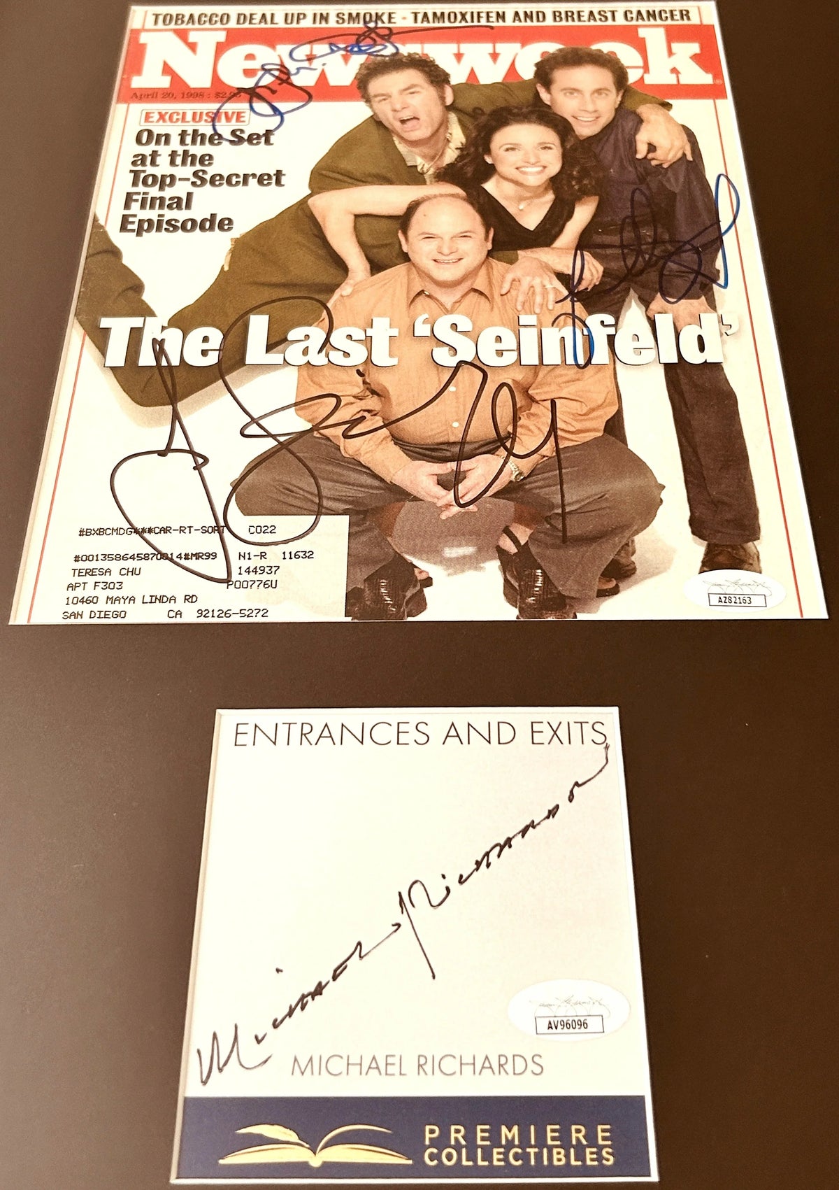 Jerry & full cast autographed Seinfeld Newsweek cover framed JSA - AutographsForSale.com