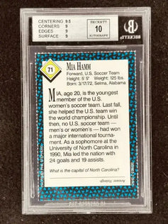 Mia Hamm autographed 1992 Sports Illustrated for Kids soccer Rookie Card Graded BGS 9 BAS 10 - AutographsForSale.com