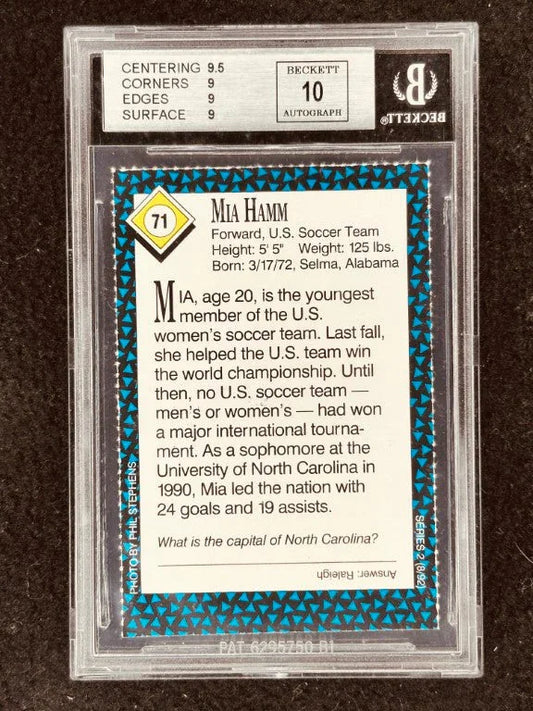 Mia Hamm autographed 1992 Sports Illustrated for Kids soccer Rookie Card graded BGS 9 BAS 10 - AutographsForSale.com