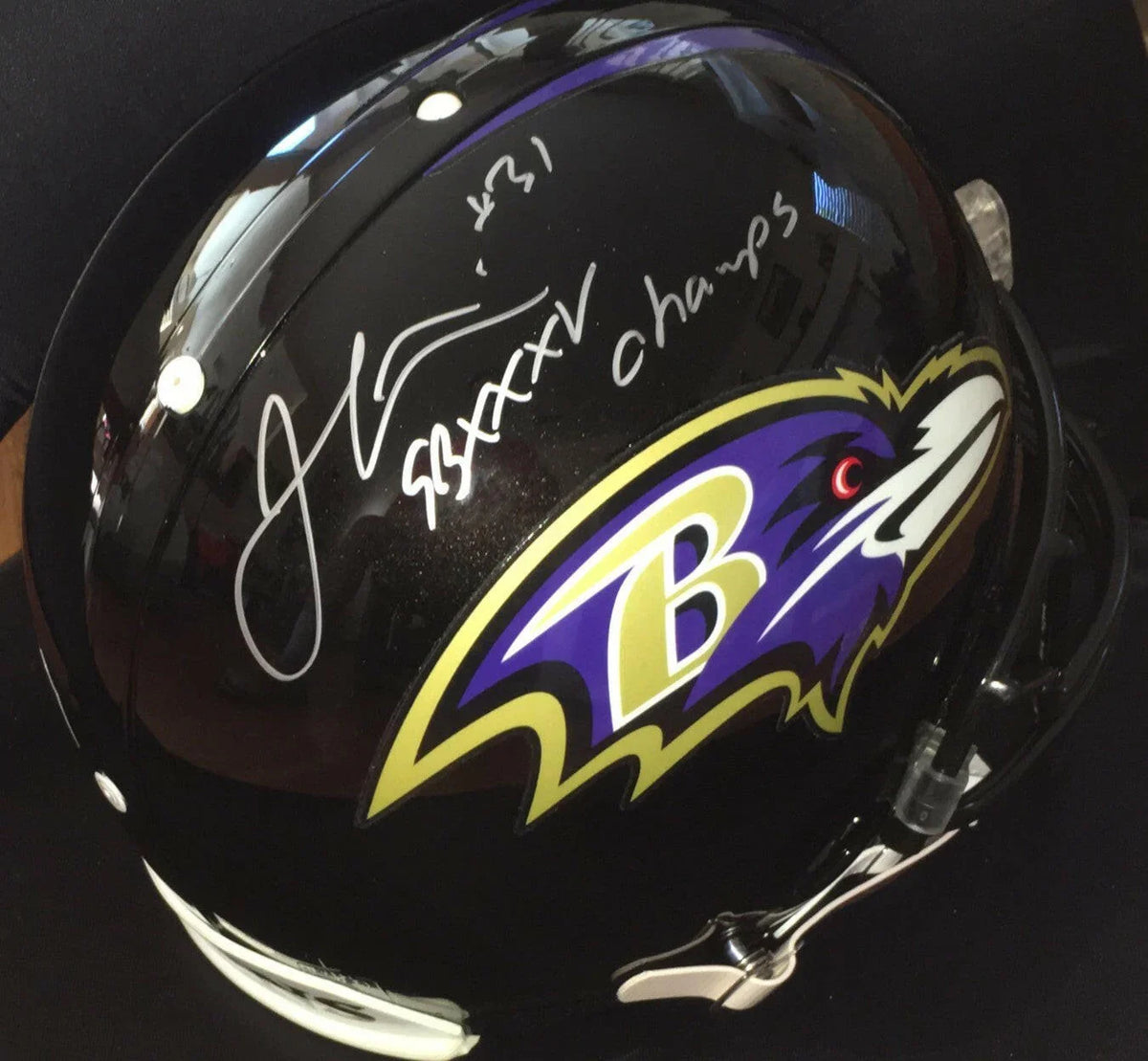 Jamal Lewis autographed Ravens Riddell full size helmet inscribed SB XXXV Champs (Schwartz) - AutographsForSale.com