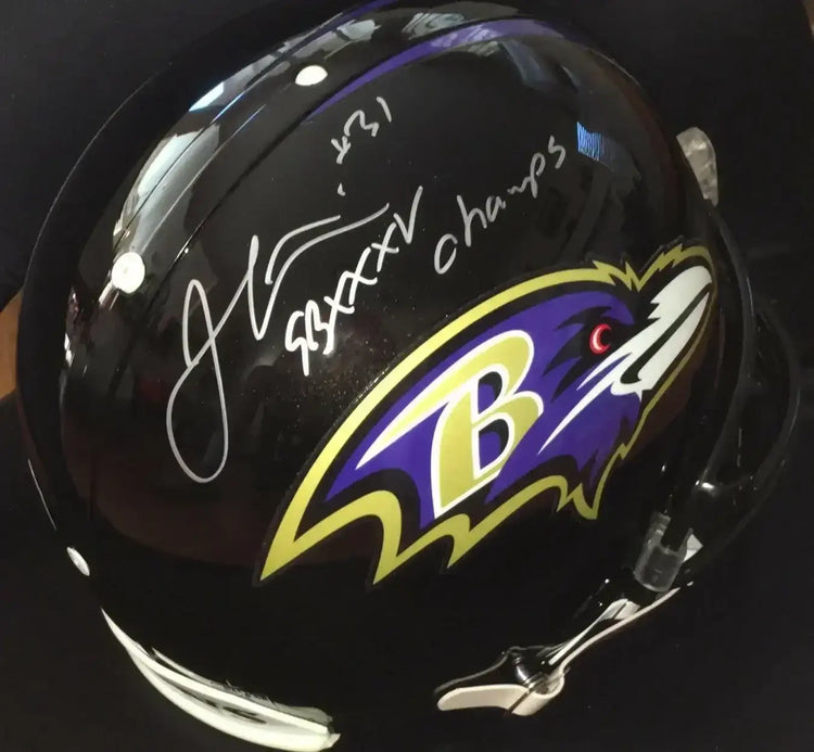 Jamal Lewis autographed Ravens Riddell full size helmet inscribed SB XXXV Champs (Schwartz) - AutographsForSale.com