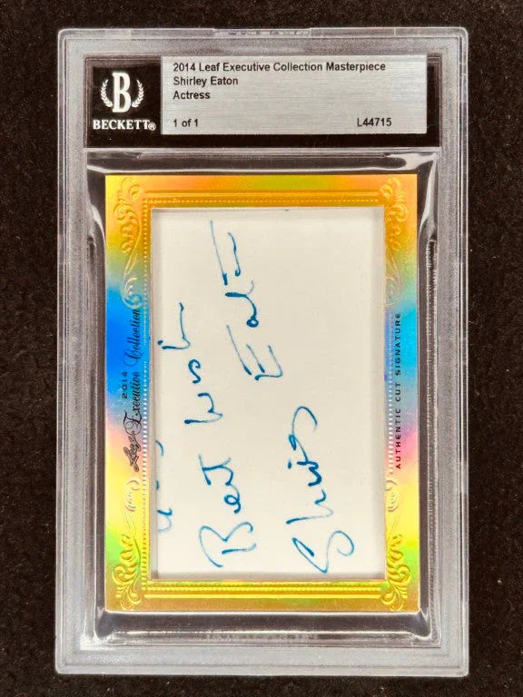 Shirley Eaton 2014 Leaf Masterpiece Cut Signature certified signed card 1/1 JSA Goldfinger - AutographsForSale.com