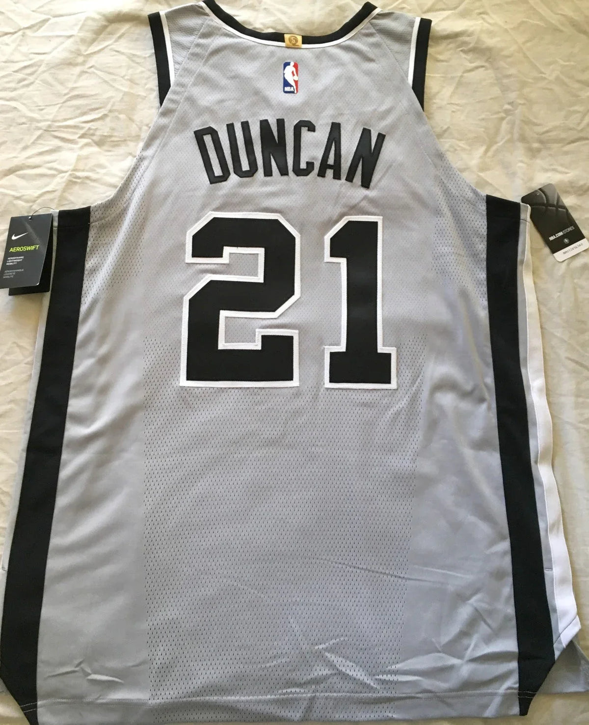 Tim Duncan San Antonio Spurs Nike game model LAST SEASON 3rd jersey - AutographsForSale.com