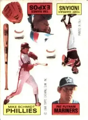Mike Schmidt Tim Raines Toby Harrah Pat Putnam 1984 Topps Tattoos card - AutographsForSale.com