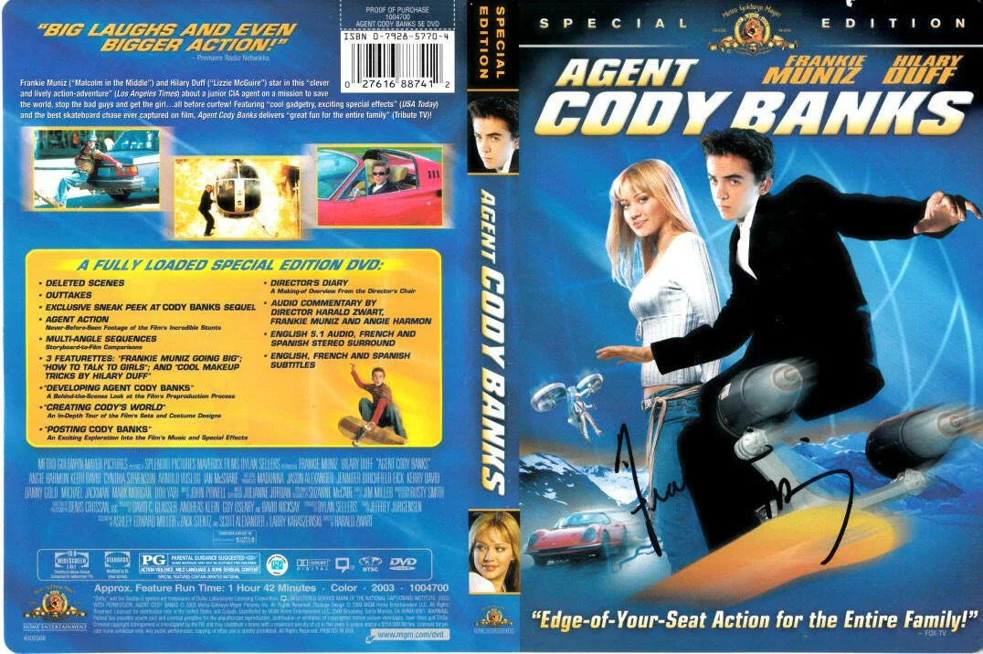 Frankie Muniz autographed Agent Cody Banks Movie DVD cover insert - AutographsForSale.com