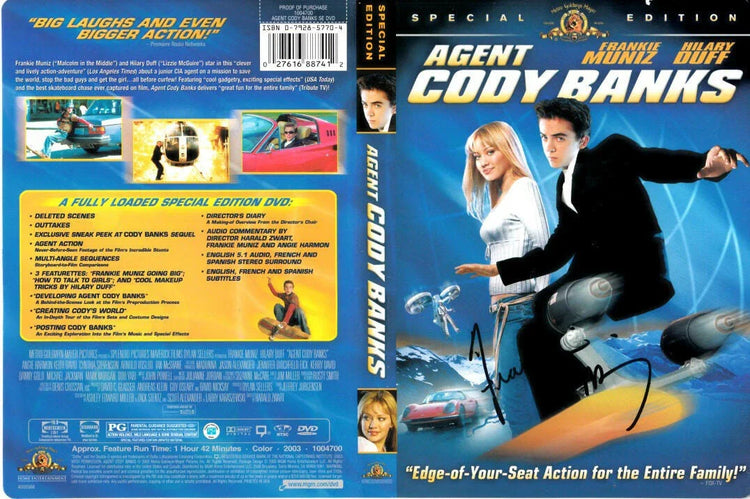 Frankie Muniz autographed Agent Cody Banks Movie DVD cover insert - AutographsForSale.com