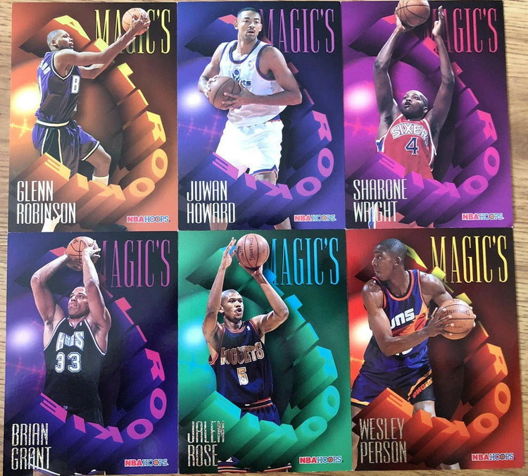 1994-95 NBA Hoops Magic’s All Rookie Jumbo 5x7 lot Juwan Howard Glenn Robinson Jalen Rose - AutographsForSale.com
